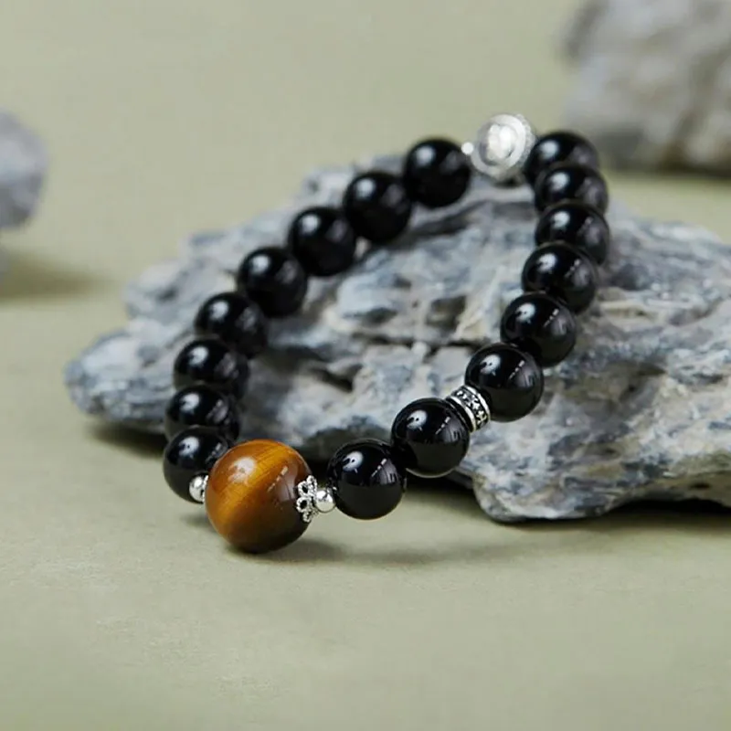 Kevni Natural Obsidian Bracelets Unisex-4