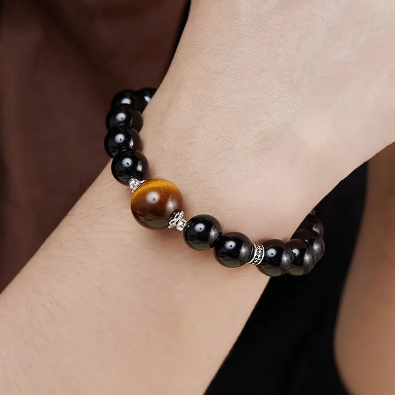 Kevni Natural Obsidian Bracelets Unisex-5