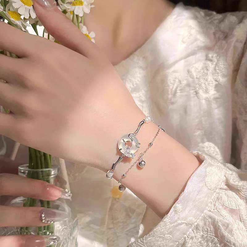 Kevni 925 Sterling Silver Bracelets Women's White-4