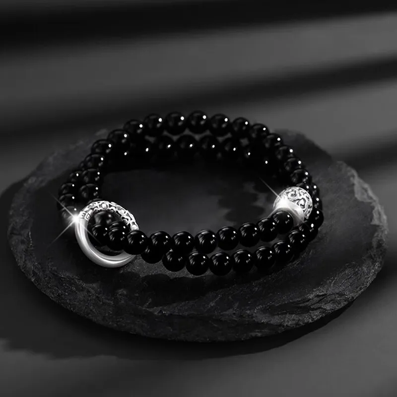 Kevni Natural Obsidian Bracelets Unisex-3