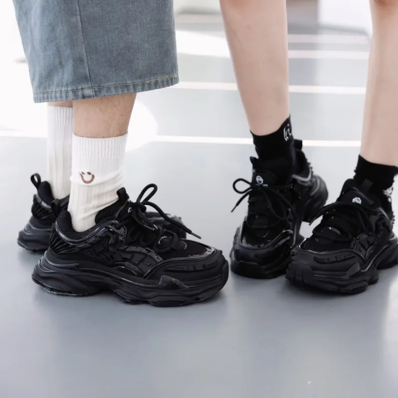 BOIGEMES Chunky Sneakers Men Low Top Black-17