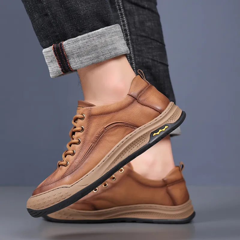 Help Casual Shoes Men Low Top Gray/Yellow Brown-11
