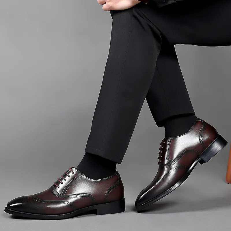 Help Dress Shoes Men Low Top Black, Brown-7