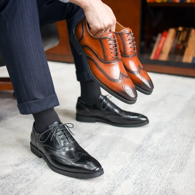 Help Dress Shoes Men Low Top Black, Brown-4