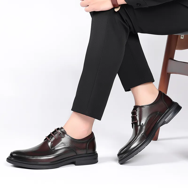 Help Dress Shoes Men Low Top Black, Brown-5