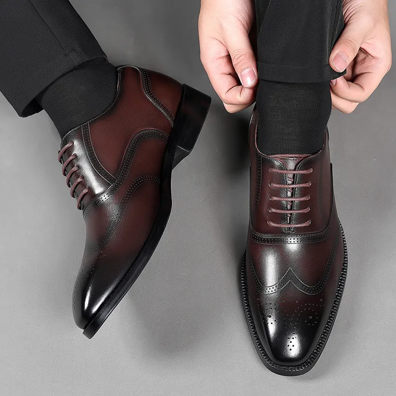 Help Dress Shoes Men Low Top Black, Brown-5