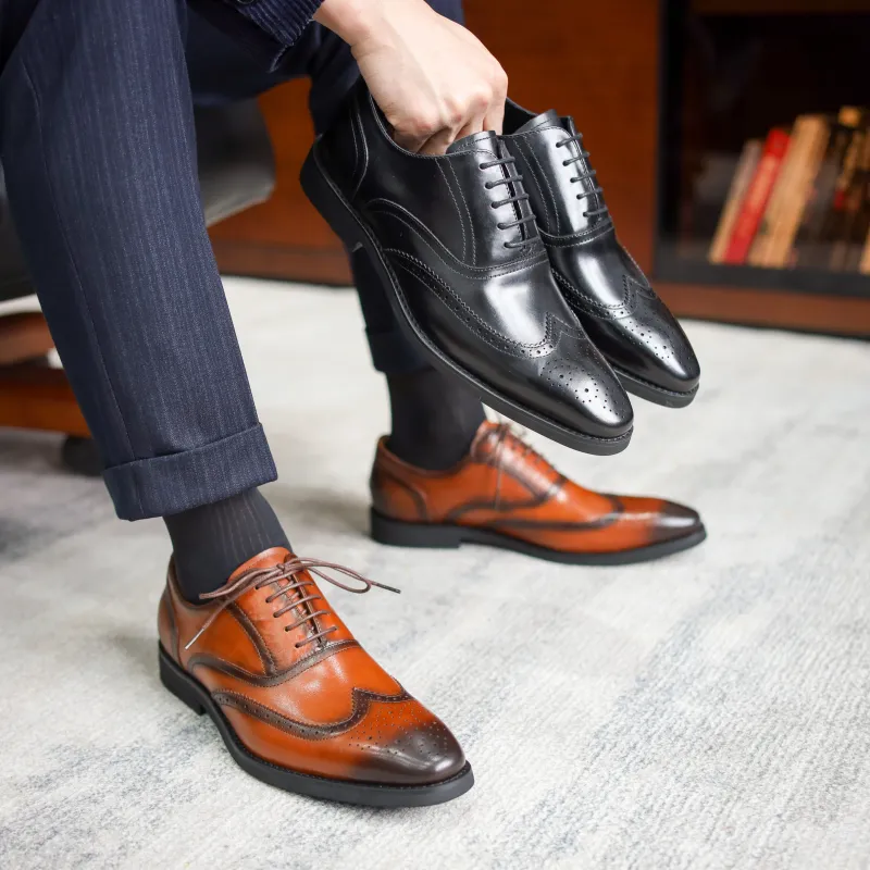 Help Dress Shoes Men Low Top Black, Brown-10
