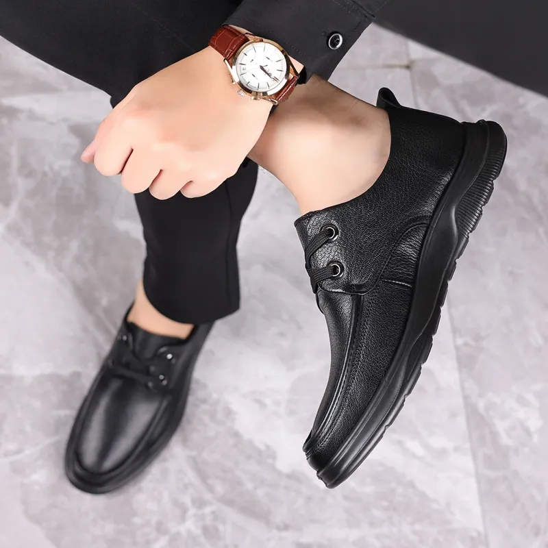 Help Men's Casual Shoes Men Low Top Black/Brown-4