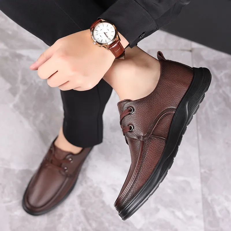 Help Men's Casual Shoes Men Low Top Black/Brown-10