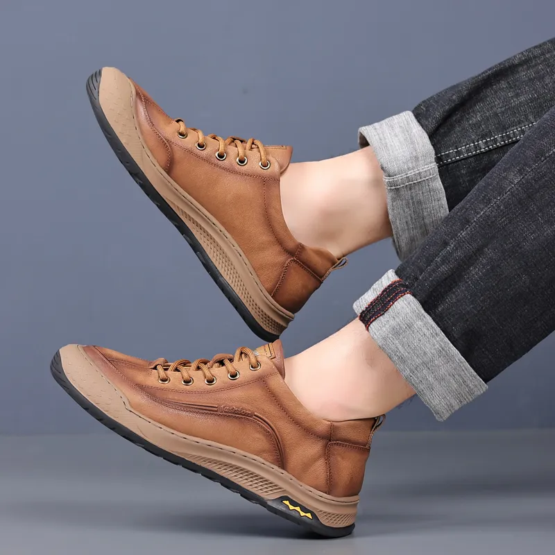 Help Casual Shoes Men Low Top Gray/Yellow Brown-10
