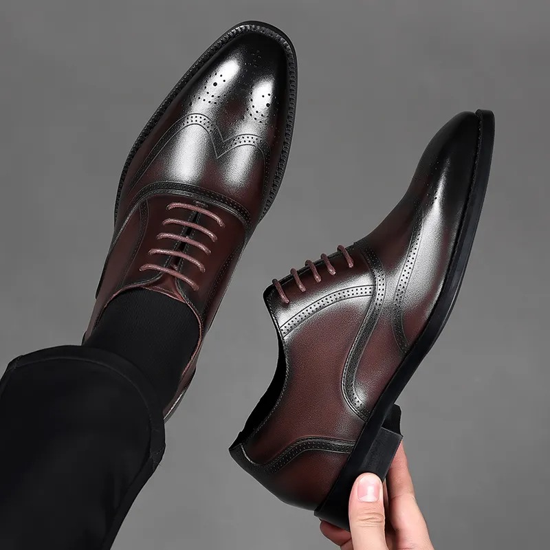 Help Dress Shoes Men Low Top Black, Brown-3