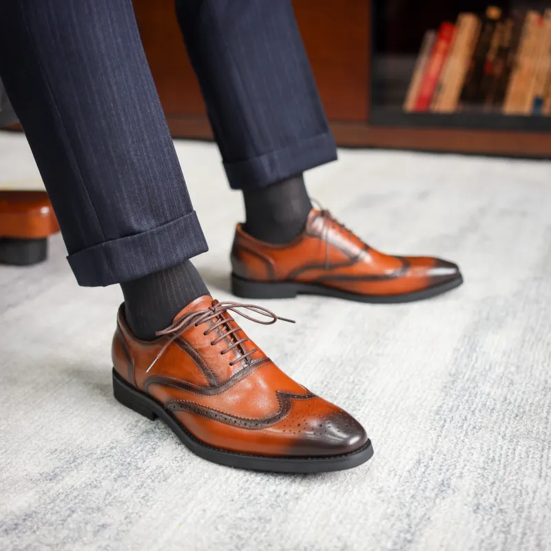 Help Dress Shoes Men Low Top Black, Brown-9