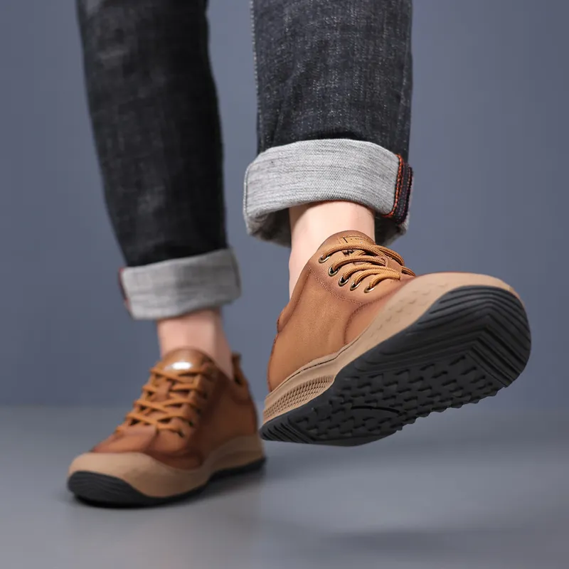 Help Casual Shoes Men Low Top Gray/Yellow Brown-12