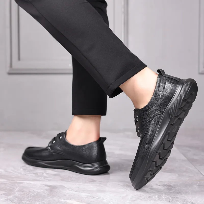 Help Men's Casual Shoes Men Low Top Black/Brown-5