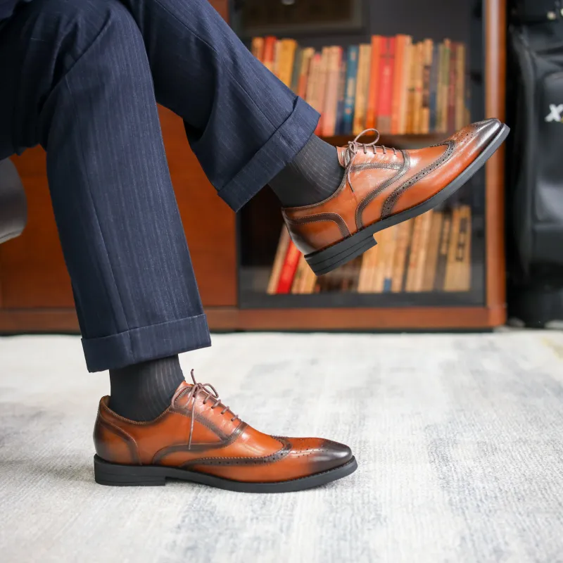 Help Dress Shoes Men Low Top Black, Brown-11