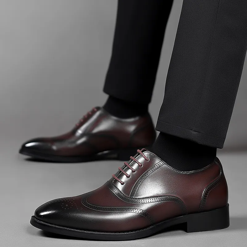 Help Dress Shoes Men Low Top Black, Brown-6