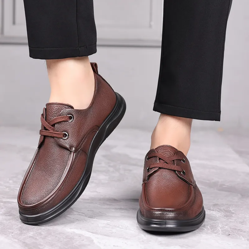 Help Men's Casual Shoes Men Low Top Black/Brown-12