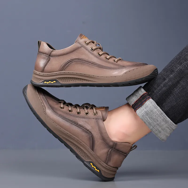 Help Casual Shoes Men Low Top Gray/Yellow Brown-6