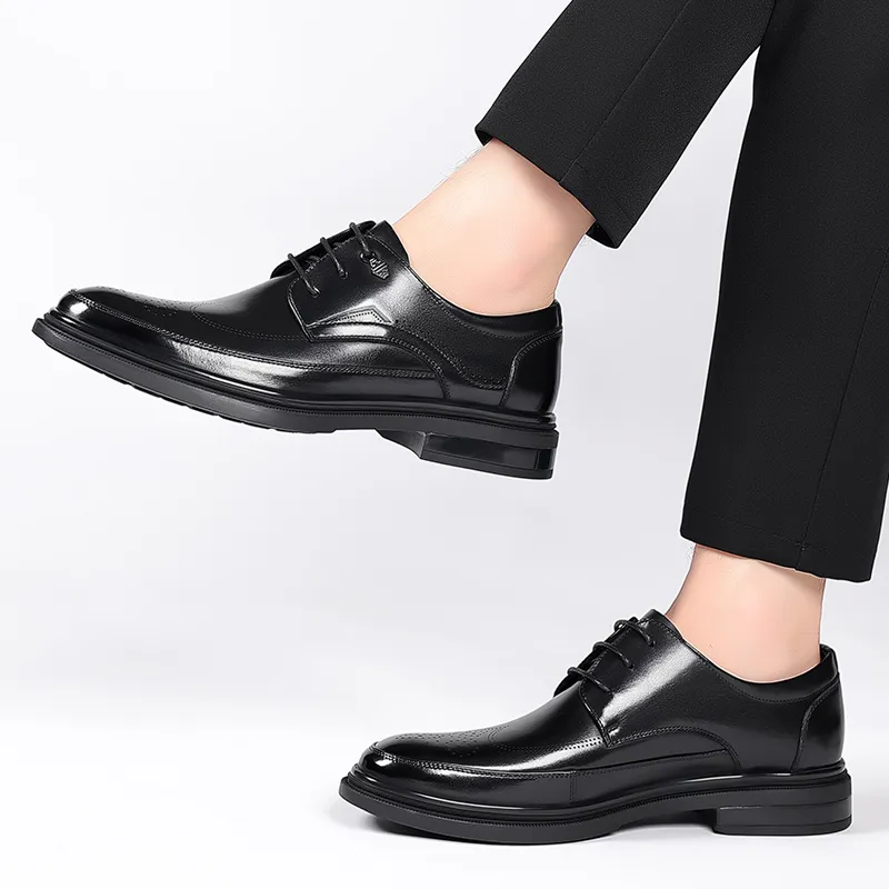 Help Dress Shoes Men Low Top Black, Brown-14