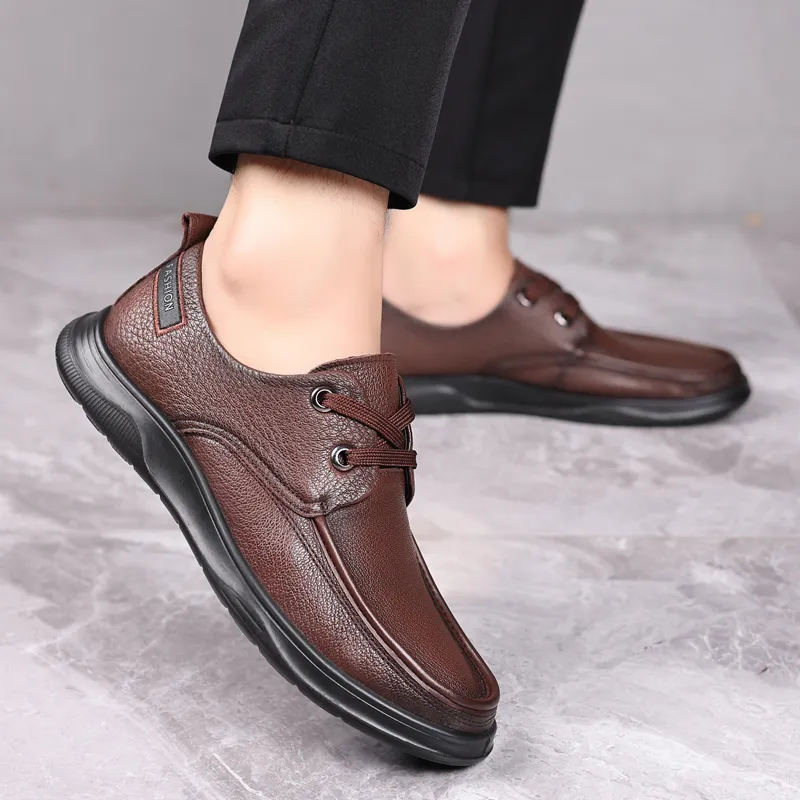 Help Men's Casual Shoes Men Low Top Black/Brown-11