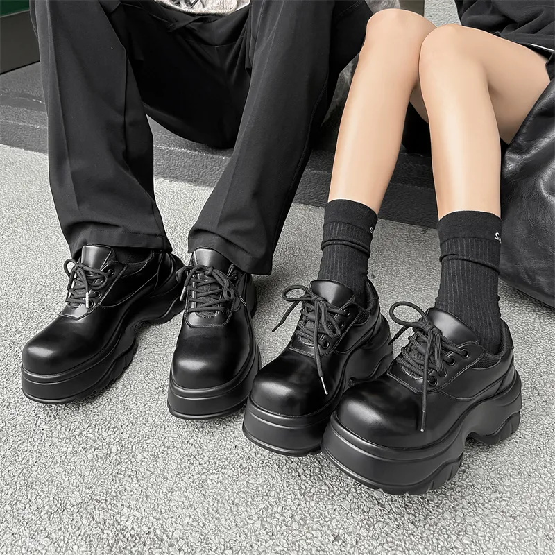 Dounkol Get Cool Height Increasing Abrasion Resistant Slip Resistant Low Top Chunky Sneakers Unisex Black-5