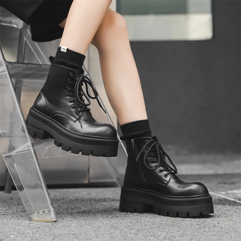 Dounkol Smart And Cool Ankle Length Martin Boot 6cm Unisex Black-2