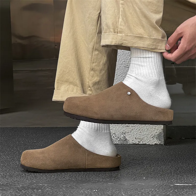 Dounkol Rubber Sole Stud Abrasion Resistant Closed Toe Slippers Men's-5