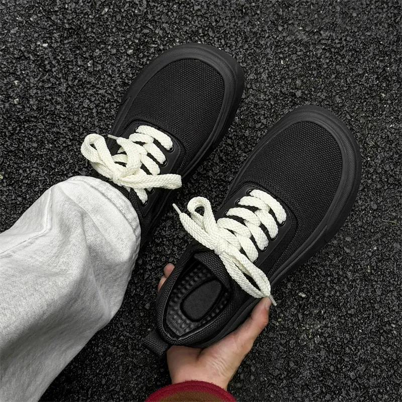 Dounkol Get Cool Cushioning Height Increase Low Top Skateboard Shoes Unisex Black-3