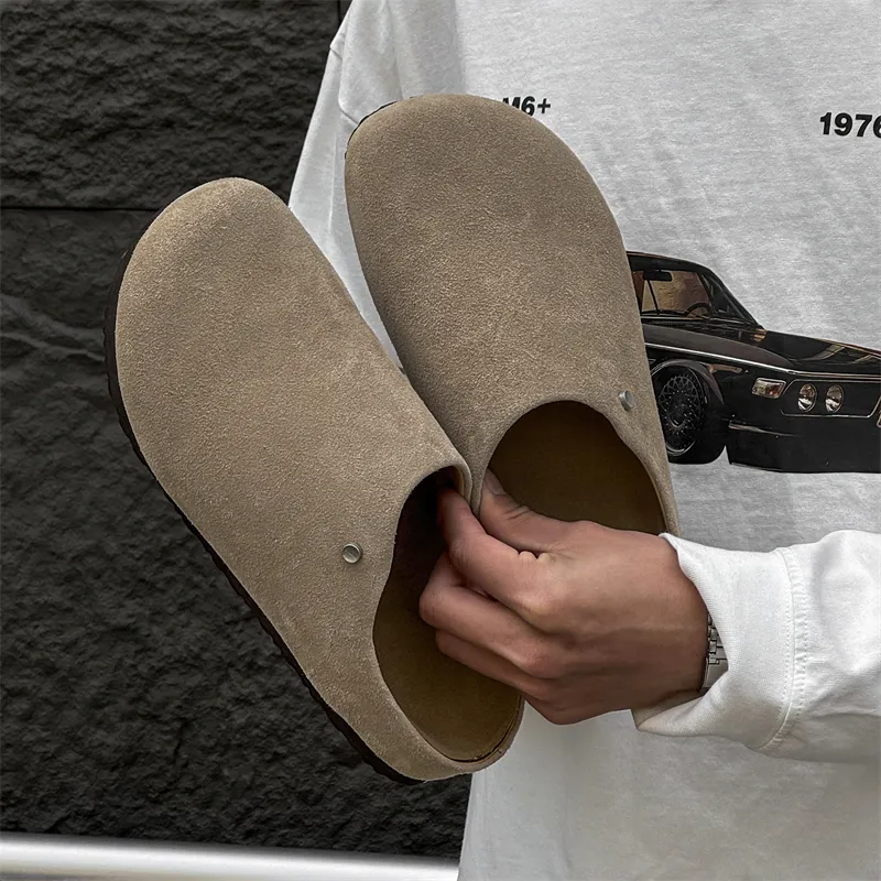 Dounkol Rubber Sole Stud Abrasion Resistant Closed Toe Slippers Men's-16