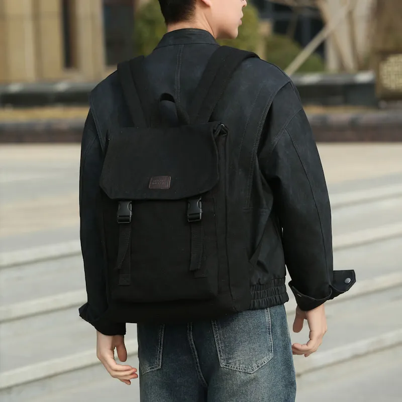 GEERDUN Canvas Backpack Unisex Black, Khaki-2