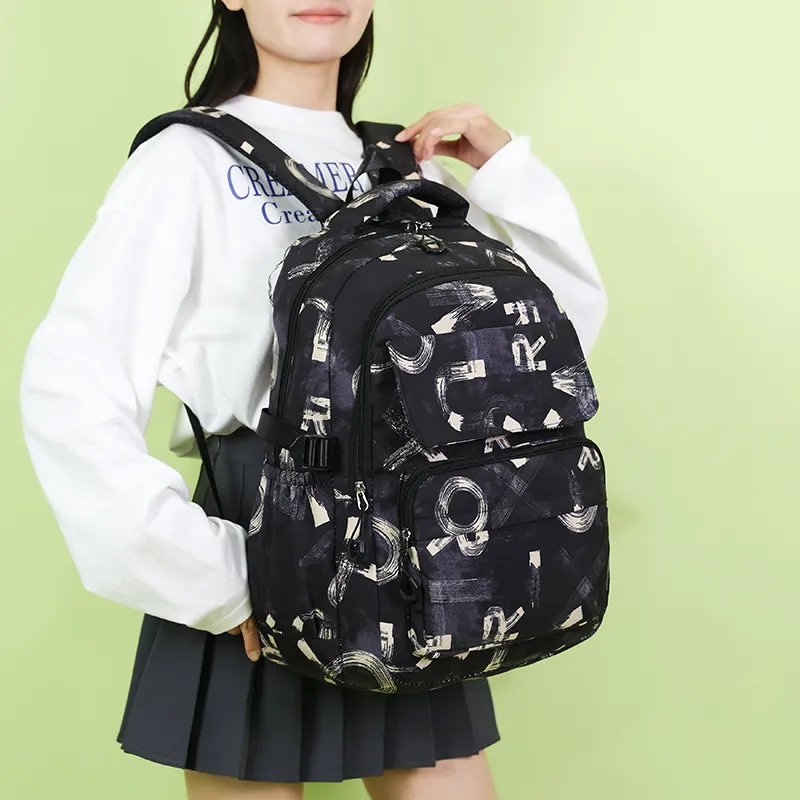 GEERDUN Nylon Backpack Unisex Gray/Black/Coffee/Blue-3