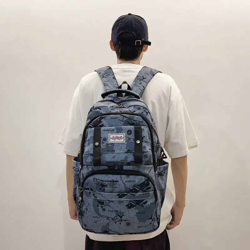 GEERDUN Nylon Backpack Unisex Black/Gray/Purple/Blue/Green-6