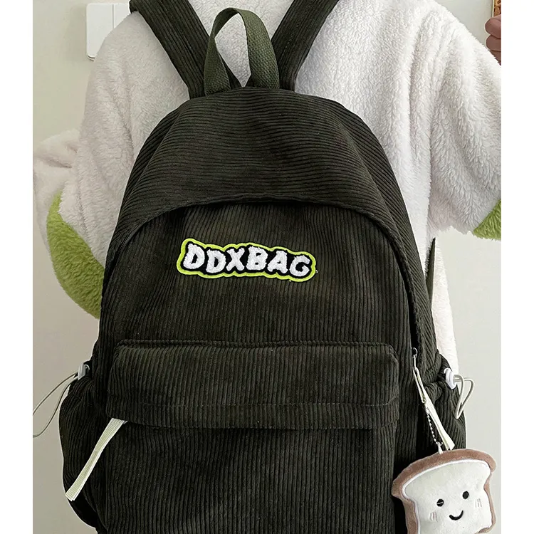 GEERDUN Corduroy Backpack Regular Women's White/Black/Green/Brown-9