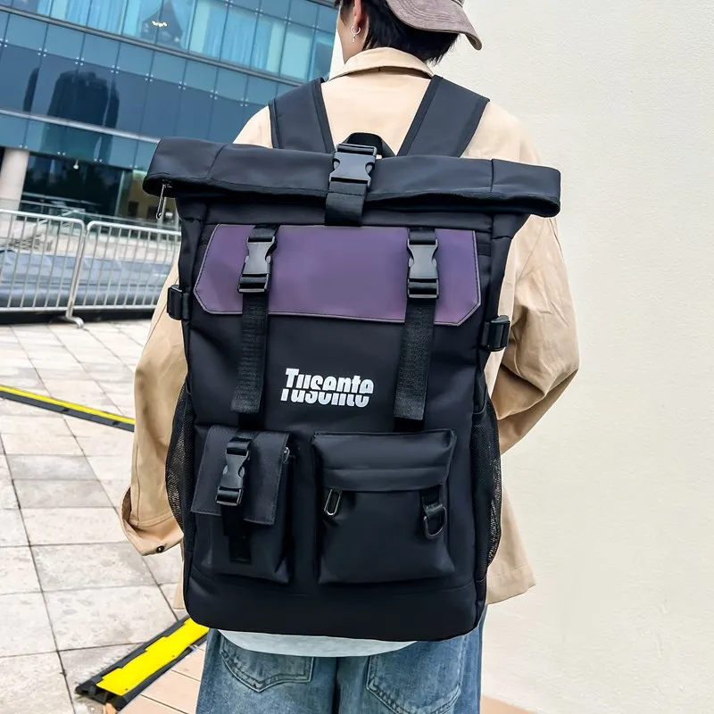 GEERDUN Oxford Backpack Unisex Black/Red/Dark Gray/Light Gray-2