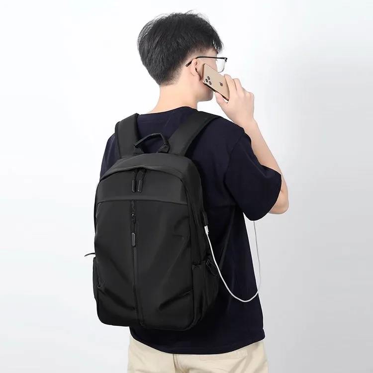 GEERDUN Nylon Backpack Regular Men's Black/Gray/Blue-2