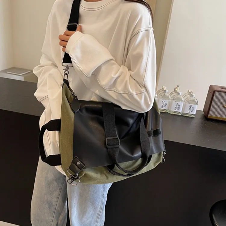 GEERDUN Canvas Bag, Crossbody Bag, Shoulder Bag Women's Gray/Green/Khaki-7