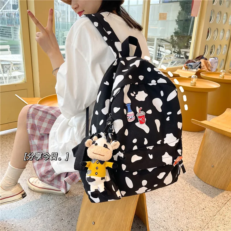 GEERDUN Canvas Backpack Regular Unisex Black/White-1