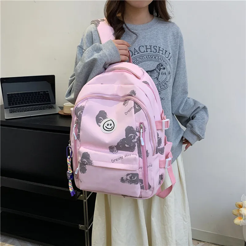 GEERDUN Nylon Backpack Unisex Black/White/Blue/Green/Pink-8