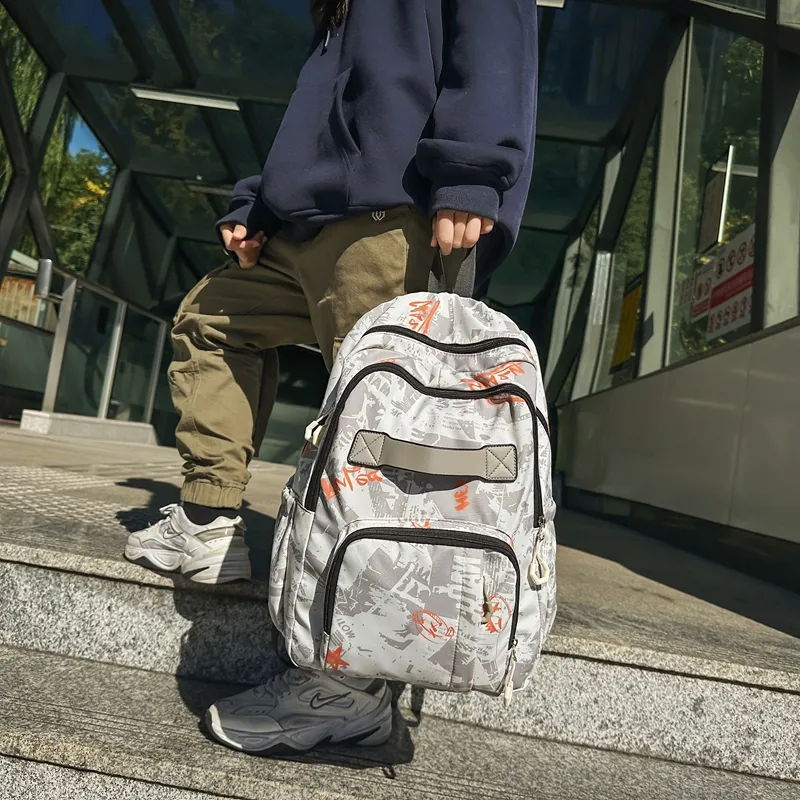 GEERDUN Nylon Backpack Regular Unisex Ecru/Black/Green/Peacock Blue/Pink-1