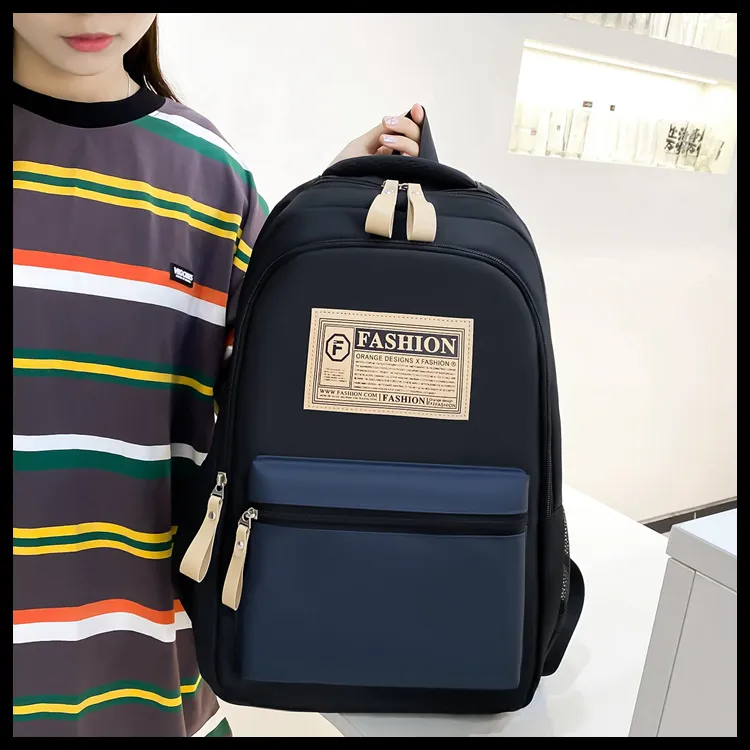 GEERDUN Canvas Backpack Unisex Light Gray/Black/Dark Gray/Navy Blue/Jasper-8