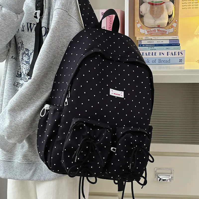 GEERDUN Nylon Backpack Women's White, Black, Light Blue-10