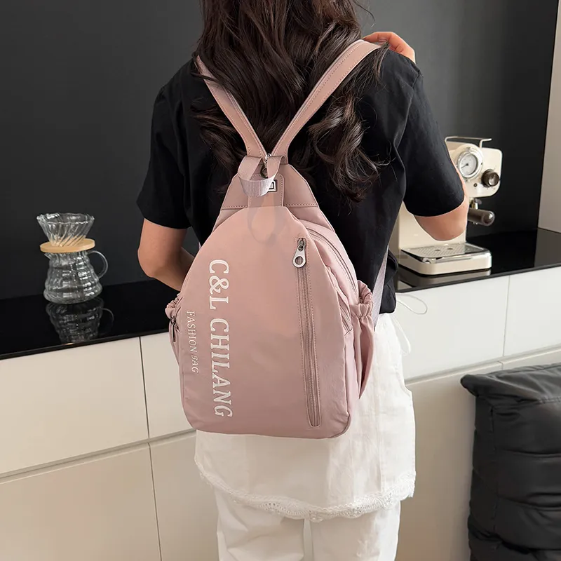 GEERDUN Nylon Fabric Backpack Unisex Dark Green, Black, Pink, Khaki, Light Green-15