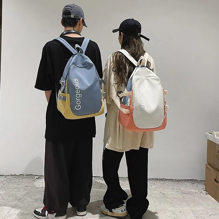 GEERDUN Nylon Backpack Unisex Black/White/Blue/Pink-7