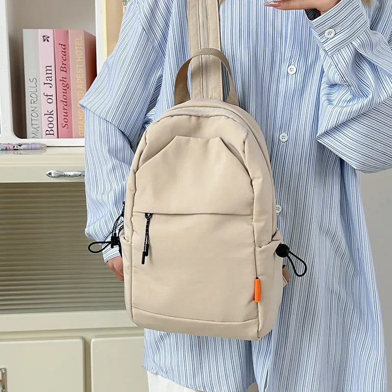 GEERDUN Nylon Backpack Unisex Ecru/Black/Army Green-3