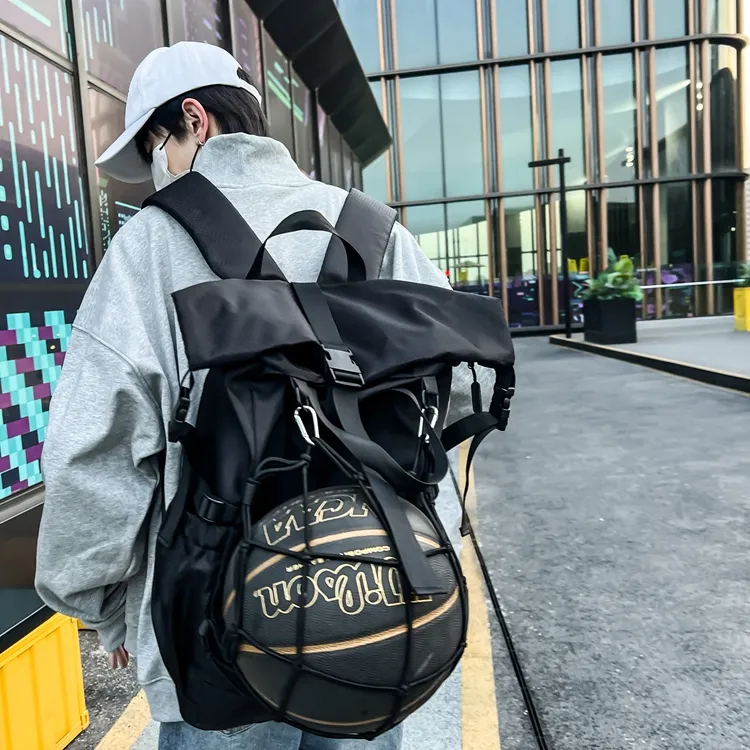 GEERDUN Nylon Backpack Unisex Black/Black Gray-4