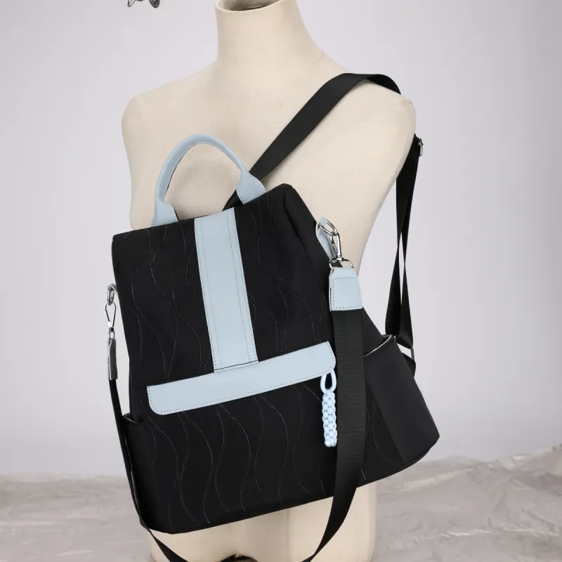 GEERDUN Oxford Backpack Unisex Ecru/Black/Pink/Light Green-3