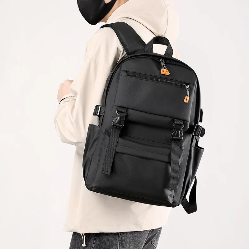 GEERDUN Nylon Laptop Bag Backpack Regular Unisex Light Gray/Dark Gray/Black-5
