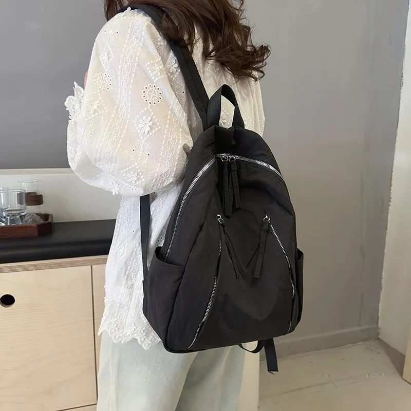 GEERDUN Fabric Backpack Regular Women's Black/White/Blue-1