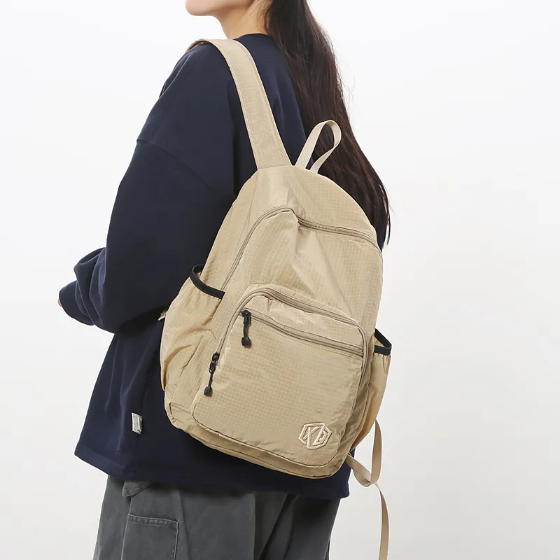 GEERDUN Nylon Backpack Unisex Khaki/Dragon Fruit/Gray/White/Pink/Red/Green/Black-2