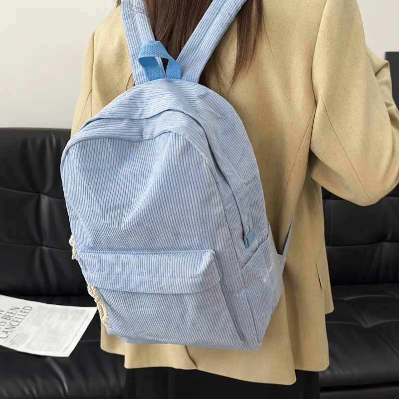 GEERDUN Corduroy Backpack Unisex Ecru, Gray, Black, Ginger Yellow, Green, Blue-23